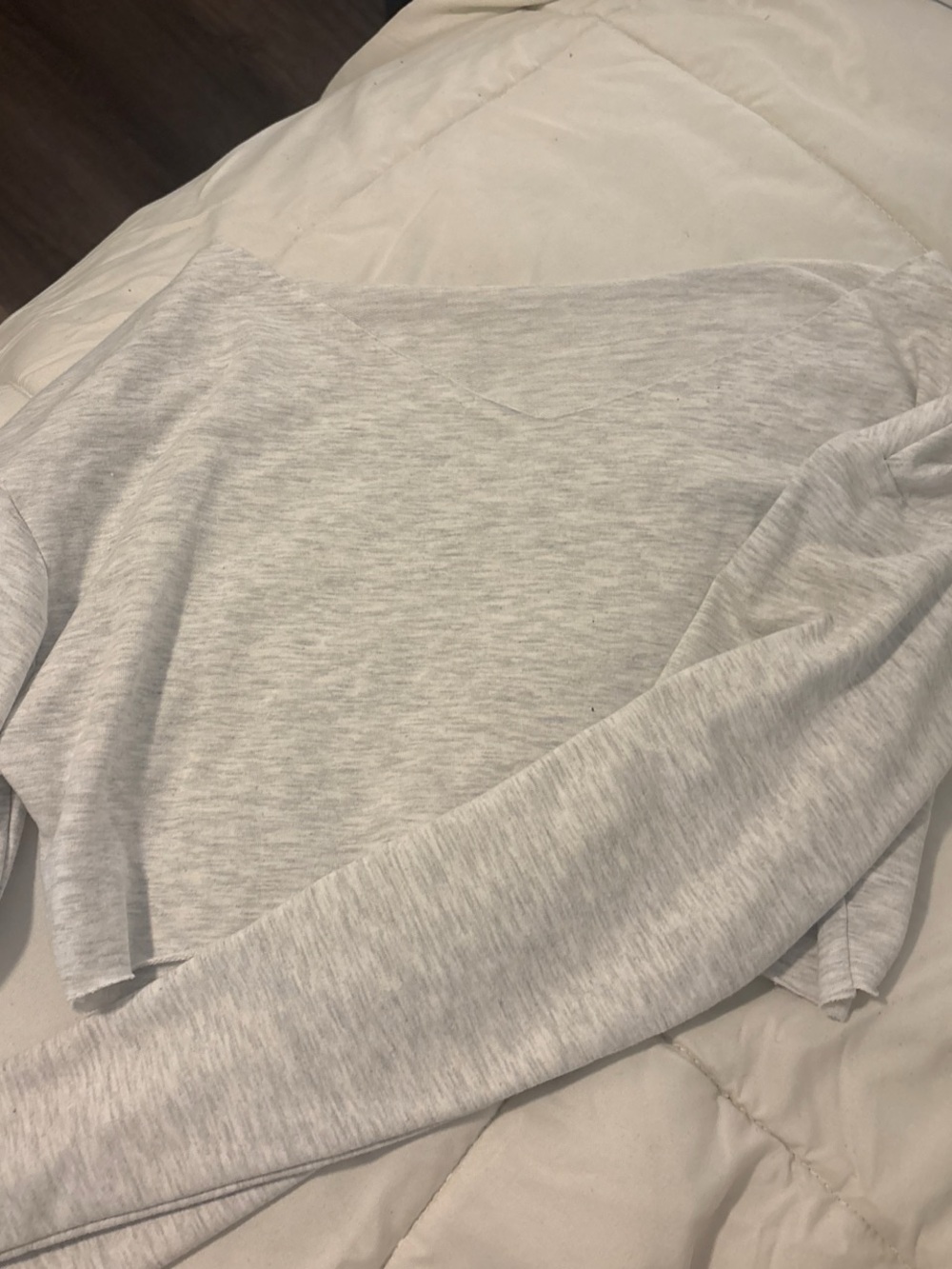 SHEIN Light Gray Cropped Boatneck Long-Sleeve Top